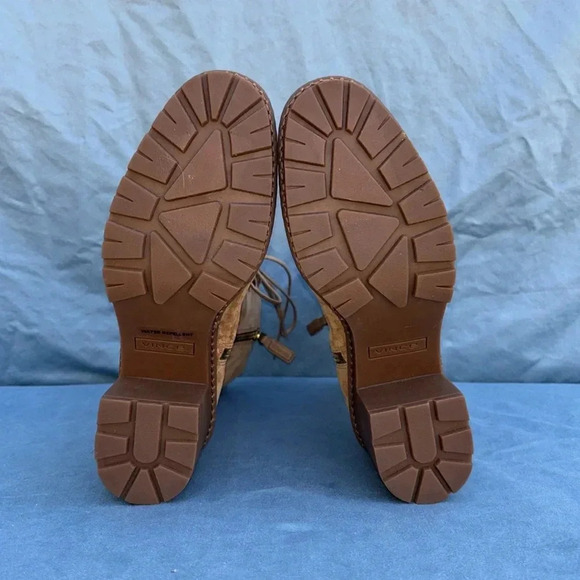 VINCE suede combat boot tan Henderson Lace brown ankle boot women sz 9.5M NWOT - Picture 6 of 10
